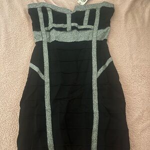 Elegant Black and Gray Strapless Dress
